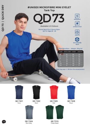 OREN - QD 73 UNISEX MICROFIBER MINI EYELET TANK TOP (150GSM)