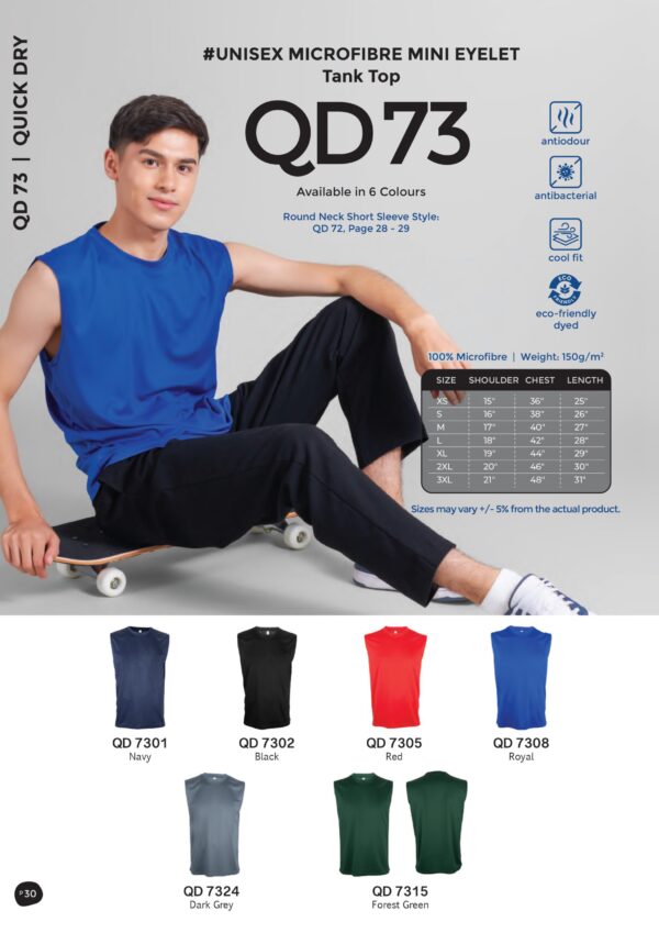 OREN - QD 73 UNISEX MICROFIBER MINI EYELET TANK TOP (150GSM)