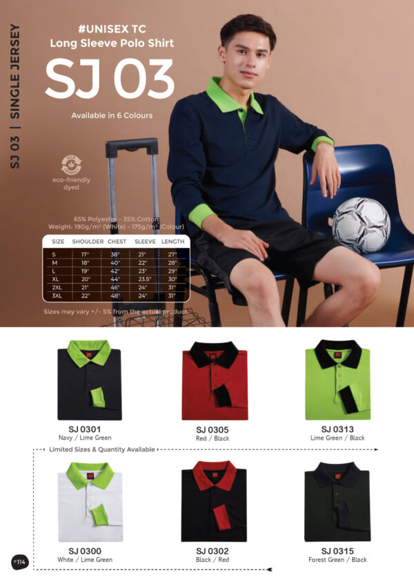 OREN - SJ 03 UNISEX TC LONG SLEEVE POLO SHIRT(175GSM)