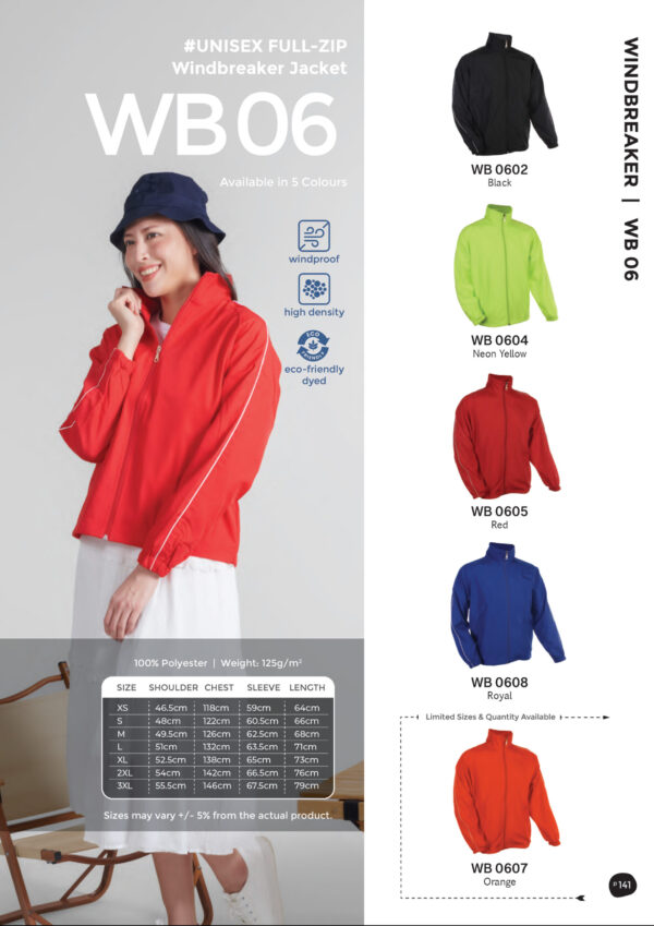 OREN - WB 06 UNISEX FULL-ZIP WINDBREAKER JACKET (125GSM)