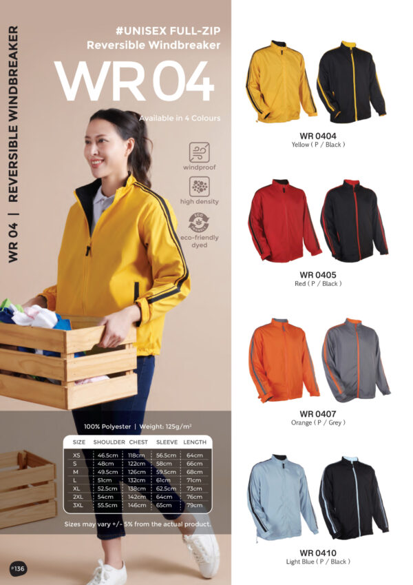 OREN - WB 04 UNISEX FULL-ZIP WINDBREAKER JACKET (110GSM)