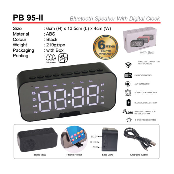AD PB 95-II BLUETOOTH SPEAKER WITH DIGITAL CLOCK
