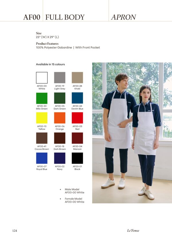 LE'FONSE - AF00 FULL BODY APRON 100% POLYESTER GABARDINE