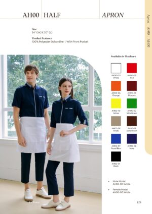 LE'FONSE - AH00 HALF APRON 100% POLYESTER GABARDINE