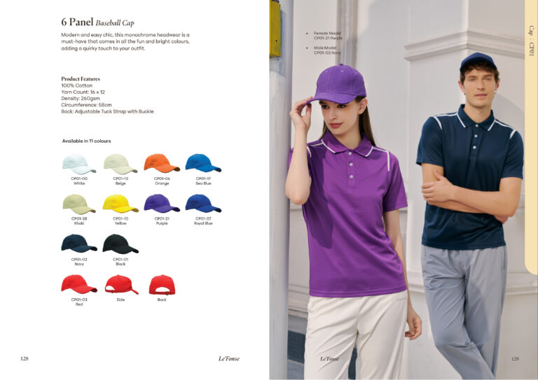 CP01 (2025) LE'FONSE - CP01 MONOCHROME COTTON 6 PANEL BASEBALL CAP 100% COTTON