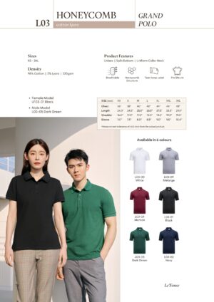 LE'FONSE - L03 HONEYCOMB GRAND POLO COTTON LYCRA (220GSM)
