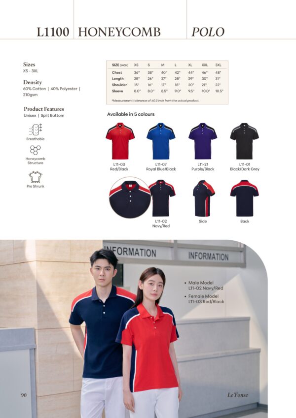 Le'fonse - L1100 Honeycomb Polo (210gsm)