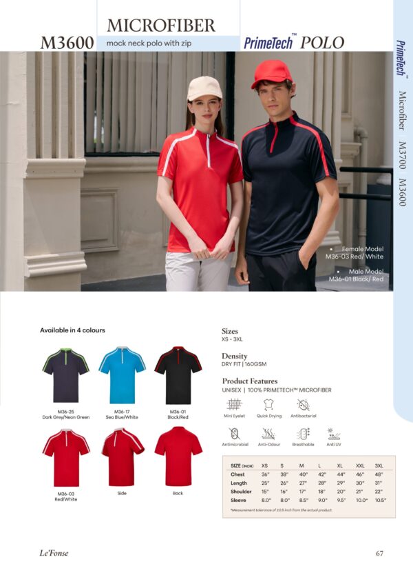 Le'fonse - M3600 Microfiber Mock Neck With Zip Polo (160gsm)