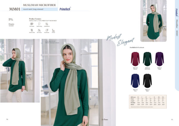 LE'FONSE MM01 MUSLIMAH MICROFIBER ROUND NECK L LONG SLEEVE 160GSM