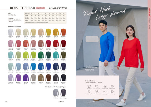 LE'FONSE - RC05 REGULAR ROUND NECK LONG-SLEEVED 160GSM