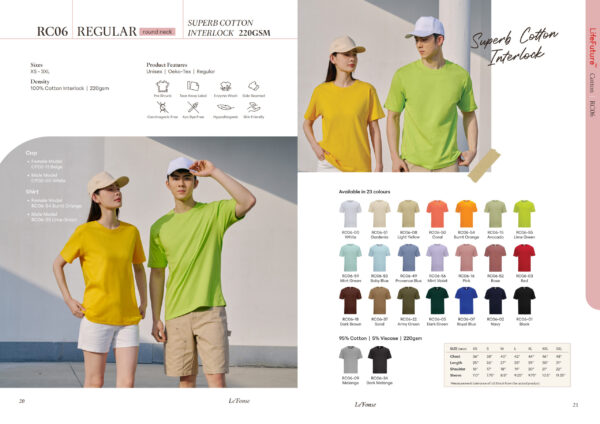 Le'fonse - RC06 Regular Round Neck Superb Cotton Interlock 220gsm