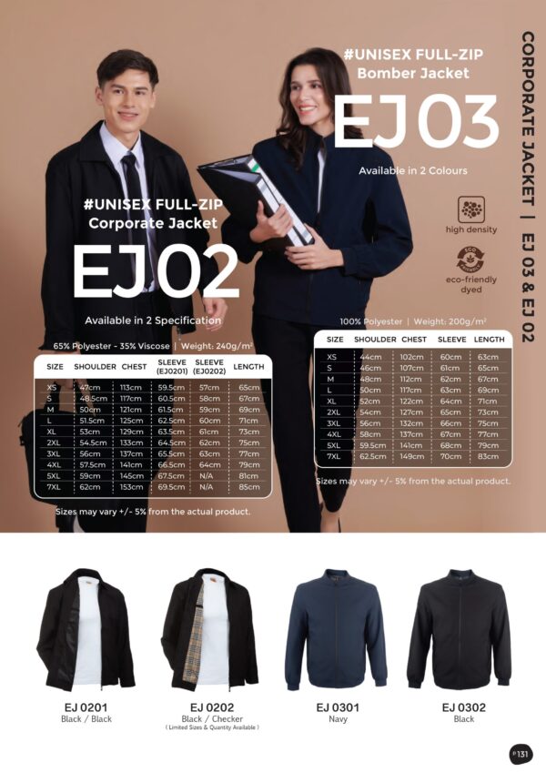 OREN - EJ 02 UNISEX FULL-ZIP CORPORATE JACKET (240GSM) & EJ 03 UNISEX FULL-ZIP BOMBER JACKET (200GSM)