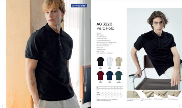 ARRIVE GUIDE - AG3220 VERO POLO 100% COTTON (220GSM)