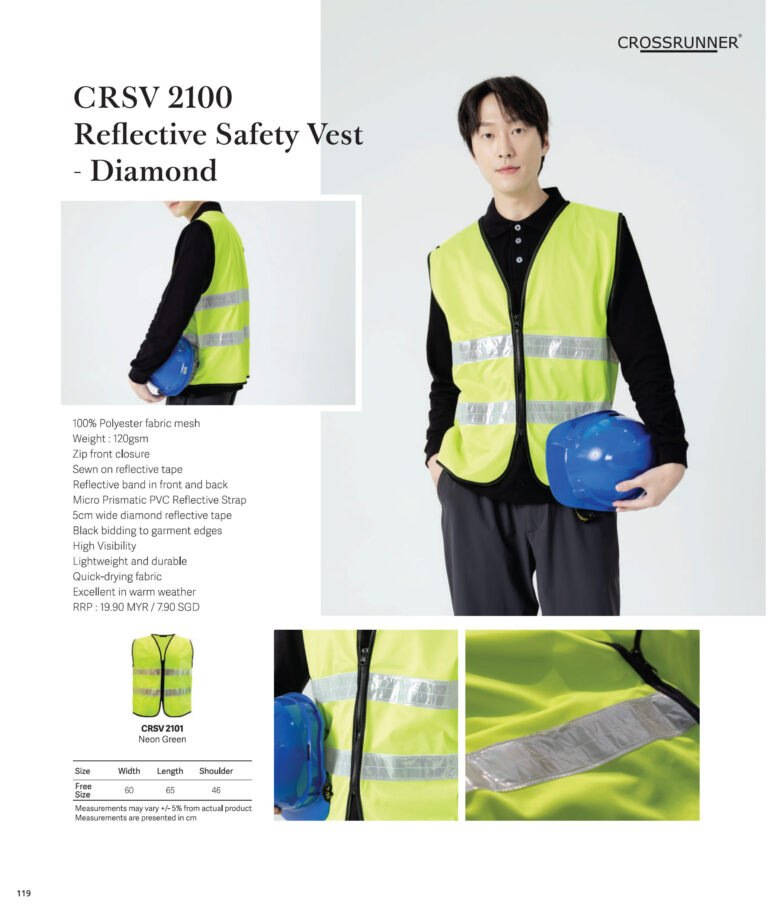 CRSV2100 CROSSRUNNER - CRSV2100 REFLECTIVE SAFETY VEST - DIAMOND 100% POLYESTER