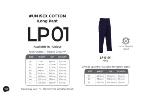 OREN - LP 01 UNISEX COTTON LONG PANT