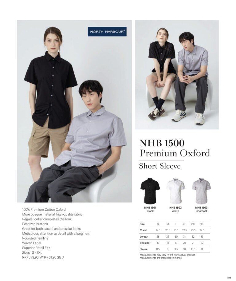 NORTH HARBOUR - NHB1500 100% PREMIUM COTTON OXFORD SHORT SLEEVE