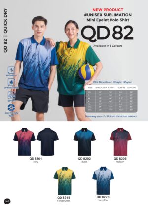 OREN - QD82 UNISEX SUBLIMATION MINI POLO SLEEVE (150GSM) NEW