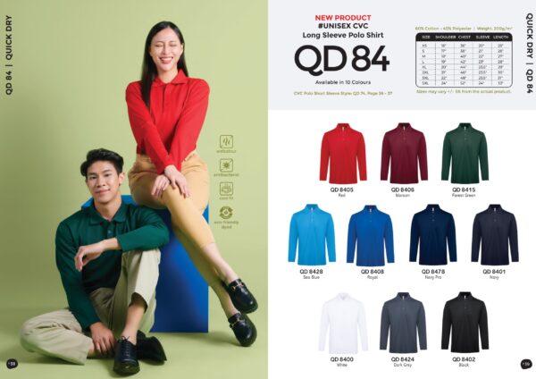 OREN - QD 74 UNISEX CVC POLO LONG SLEEVE SHIRT 200GSM (NEW)