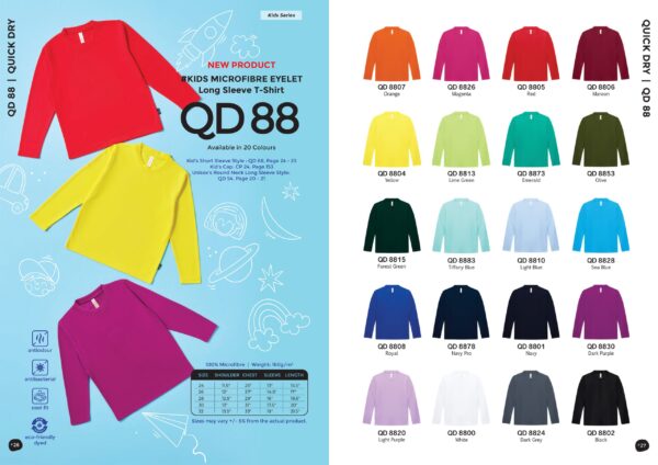 OREN - QD 88 KID MICROFIBER EYELET LONG SLEEVE T-SHIRT 160GSM