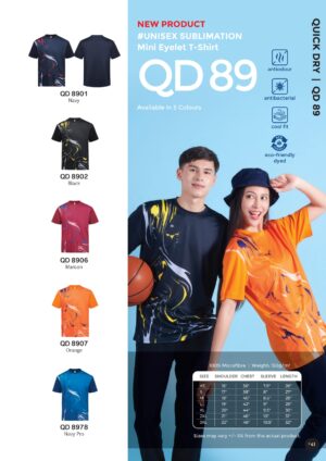 OREN - QD 89 UNISEX SUBLIMATION MINI EYELET T-SHIRT (150GSM) NEW