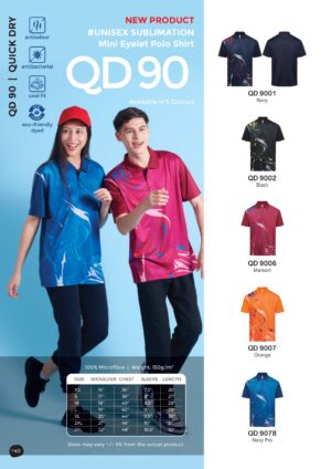 OREN - QD 90 UNISEX SUBLIMATION MINI EYELET POLO SHIRT (150GSM) NEW