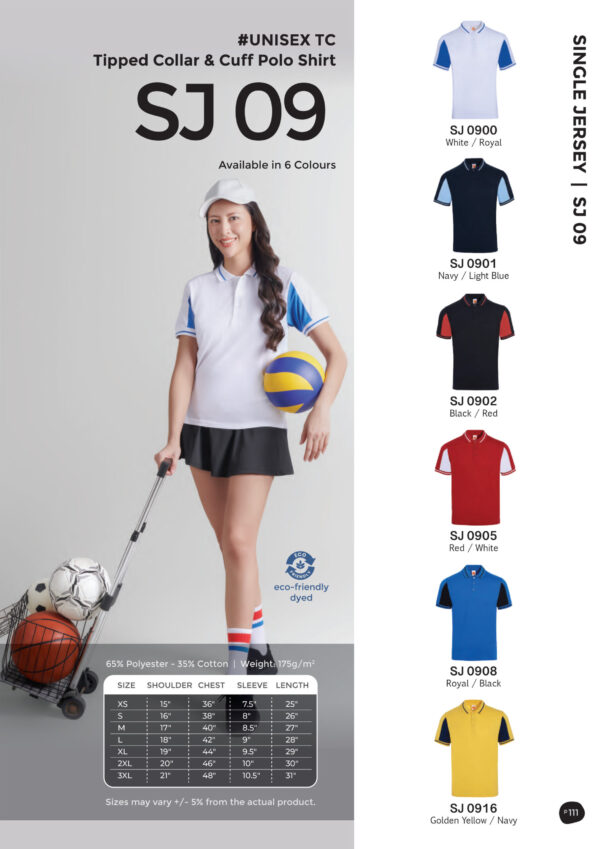 OREN - SJ 09 UNISEX TC POLO SHIRT TRIPED COLLAR & CUFF (175GSM)