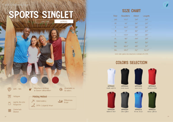 ULTIFRESH - UDF02 SPORTS SINGLET 160GSM