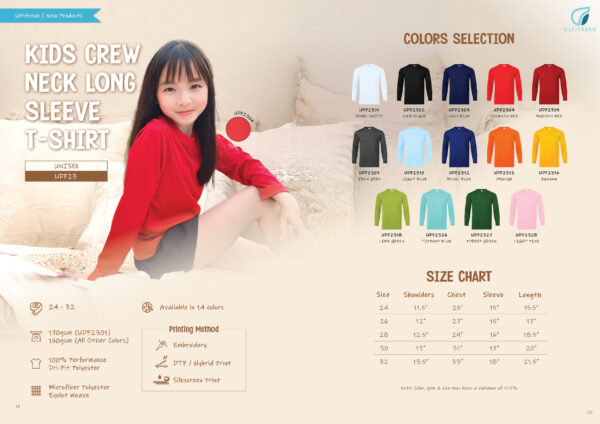UDF23 ULTIFRESH - UDF23 KIDS CREW NECK LONG SLEEVE T-SHIRT (KIDS) 160GSM