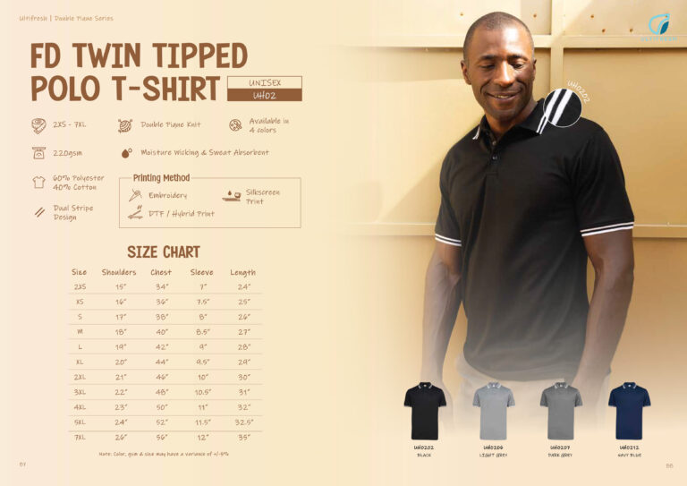 ULTIFRESH - UH02 FD TWIN TOPPED POLO T-SHIRT (UNISEX) 220GSM
